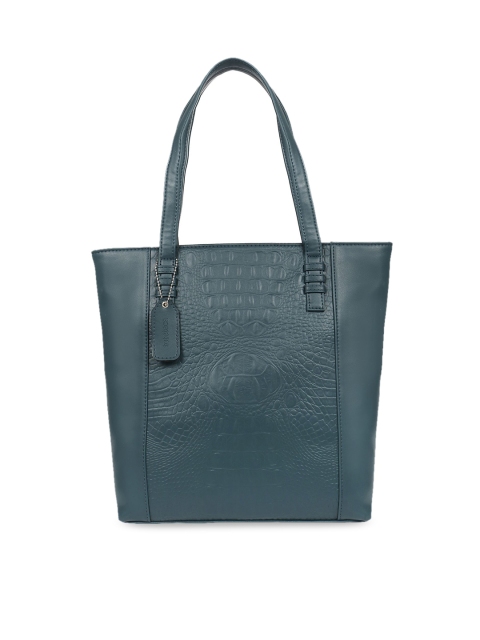 

Toteteca Blue Crocodile Skin Textured Shoulder Bag