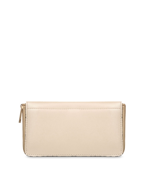 

Toteteca Women Cream-Coloured Solid Zip Around Wallet