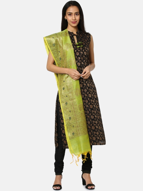 

Soch Black & Green Silk Blend Unstitched Dress Material