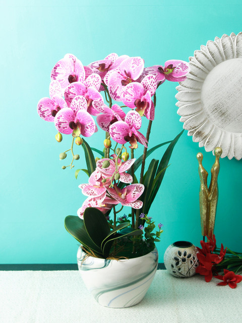 

Aesthetic Home Solutions Pink & White Artificial Plant With White Pot