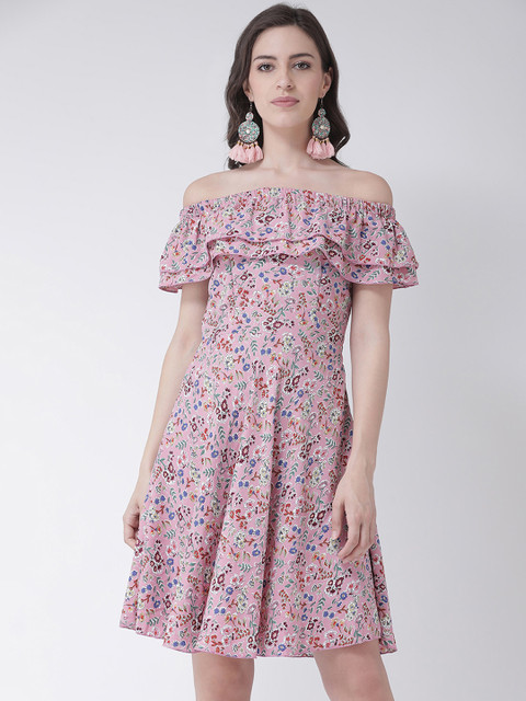 

The Vanca Women Pink Floral Printed Fit and Flare Dress