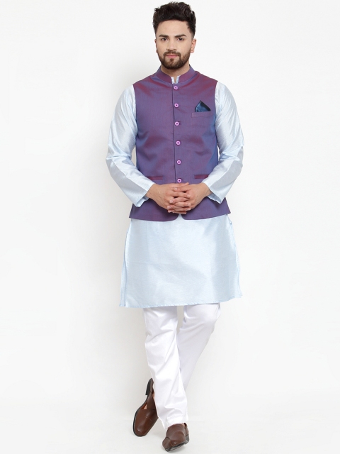 

NEUDIS Men Blue & Purple Self Design Kurta with Pyjamas