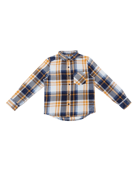 

Pantaloons Junior Boys White & Navy Blue Regular Fit Checked Casual Shirt