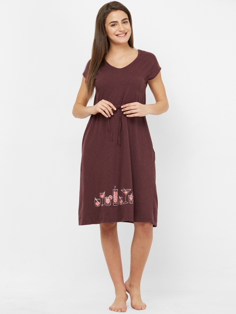 

Mystere Paris Maroon Embroidered Nightdress C449C
