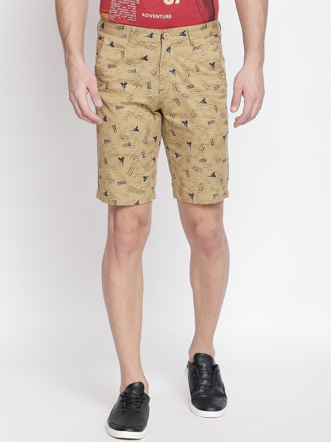 

FiTZ Men Beige Printed Slim Fit Sports Shorts