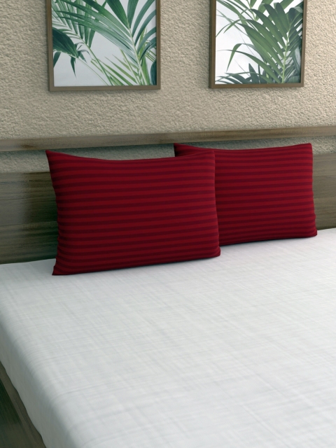 

Dreamscape Set of 2 Maroon Striped 220 TC Pillow Covers