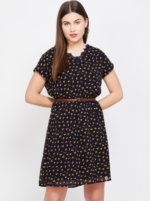 

Bossini Women Navy Blue Printed A-Line Dress