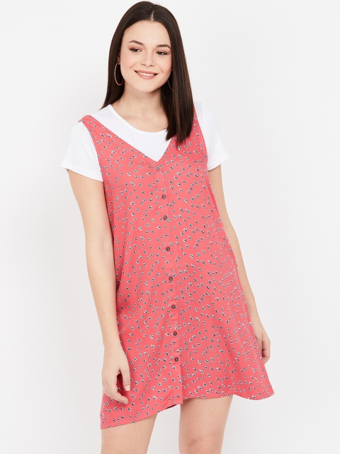 

Bossini Women Pink Printed Pinafore Dress