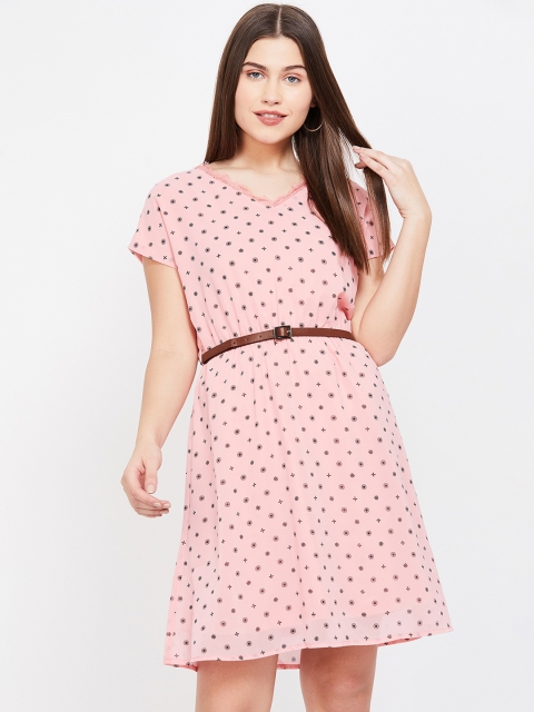 

Bossini Women Pink & Brown Printed A-Line Dress