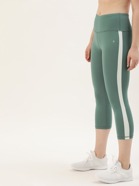 

ether e+ Women Sea Green Solid Three-Fourth Tights