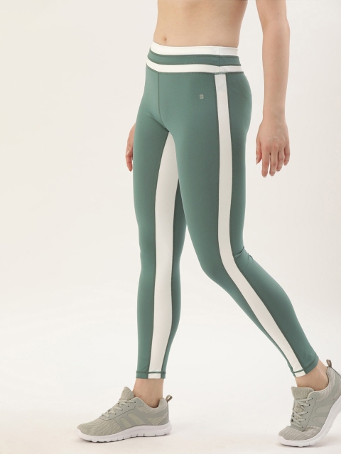 

ether Women Green Solid Side Striped Tights