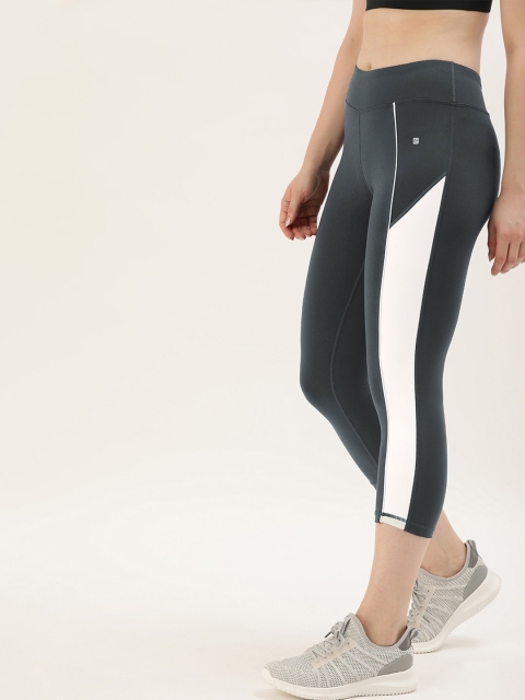 

ether Women Charcoal Grey Solid Solid Side Striped Cropped Tights
