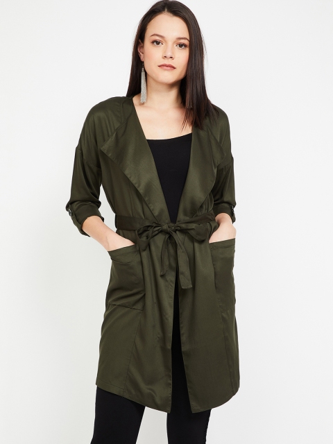

CODE by Lifestyle Women Olive Green Solid Open Front Shrug