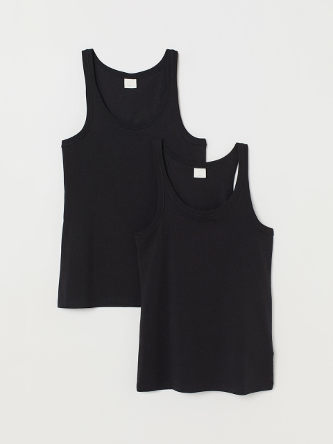 

H&M Women Black Solid 2-Pack Vest Tops