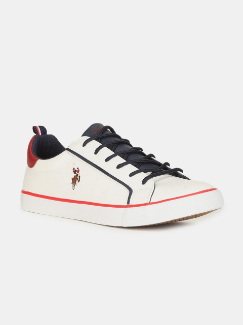 

U.S. Polo Assn. Men Off-White Leather Sneakers