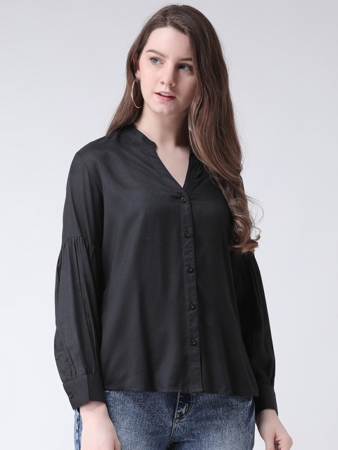 

The Vanca Women Black Regular Fit Solid Casual Shirt