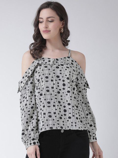 

The Vanca Women White & Black Striped Top