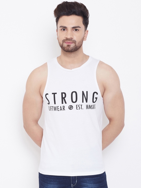 

GRITSTONES Men White Printed Innerwear Gym Vest GSPNTVST2538WHT