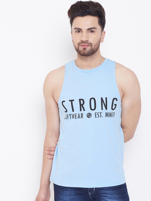 

GRITSTONES Men Blue Printed Gym Vest GSPNTVST2538SBLU