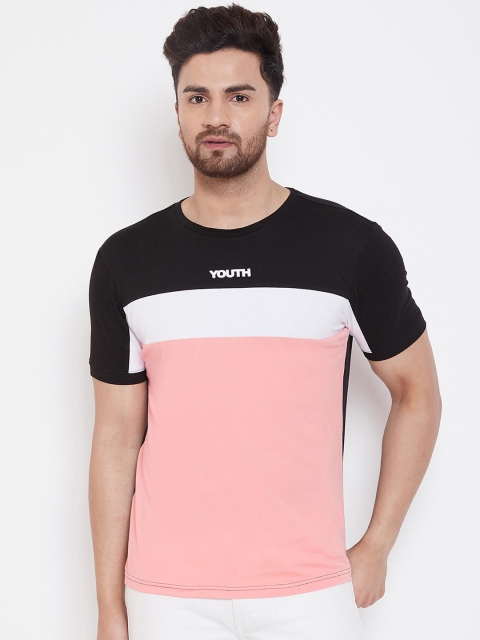 

GRITSTONES Men Black Colourblocked Round Neck T-shirt