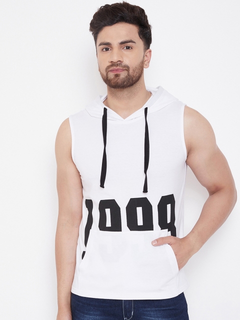 

GRITSTONES Men White Printed Hood T-shirt