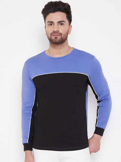 

GRITSTONES Men Blue Colourblocked Round Neck T-shirt