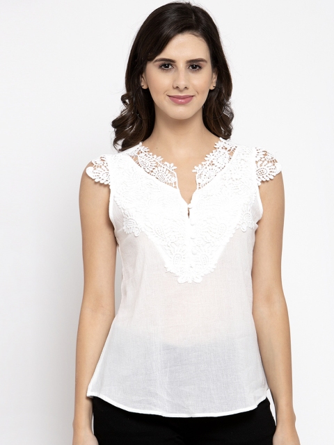 

Global Republic Women White Embroidered Top