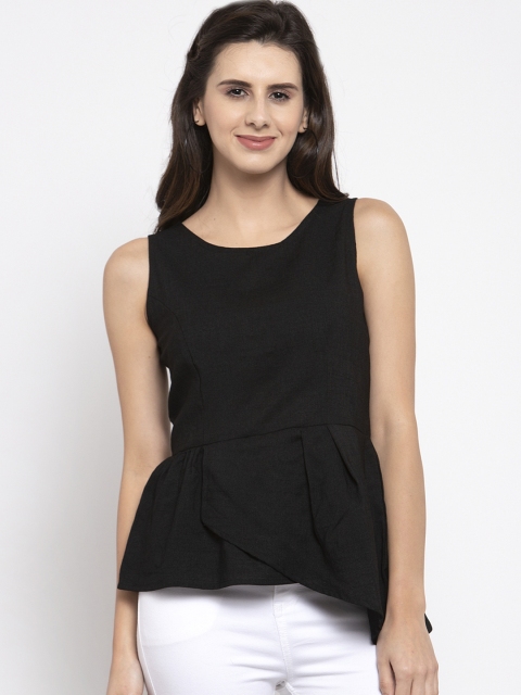 

Global Republic Women Black Solid Peplum Top