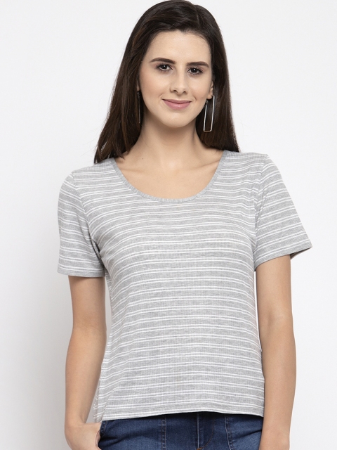 

Global Republic Women Grey Striped Knitted Top