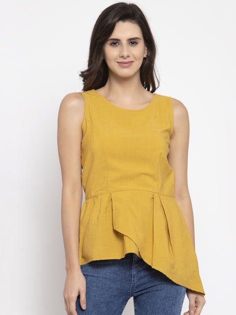 

Global Republic Women Mustard Yellow Solid Peplum Top