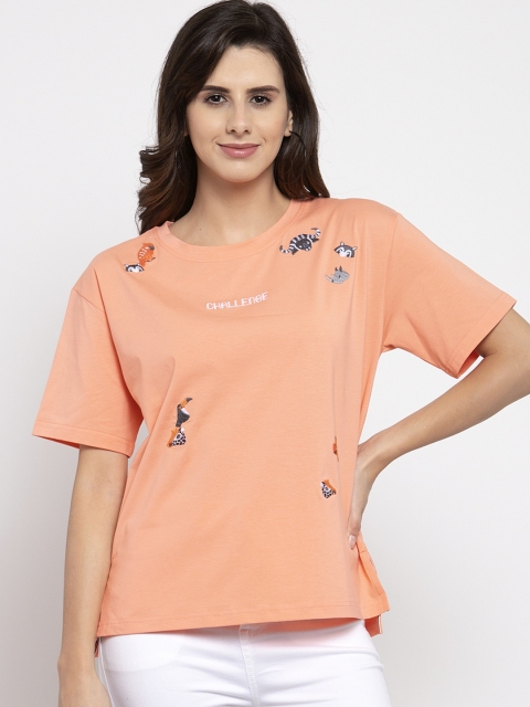 

Global Republic Women Peach-Coloured Printed Top