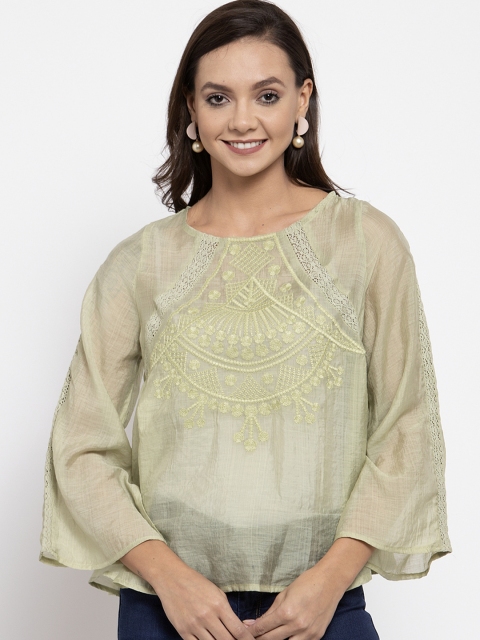 

Global Republic Women Green Self Design A-Line Top