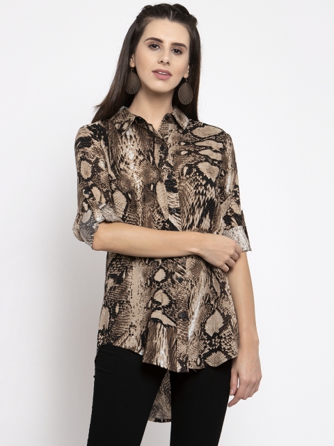

Global Republic Women Brown Regular Fit Snake-Skin Printed Casual Shirt
