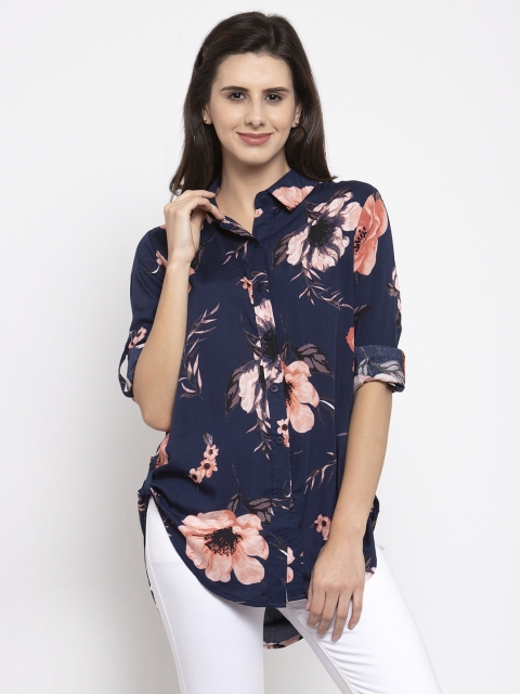 

Global Republic Women Navy Blue Regular Fit Floral Printed Casual Shirt