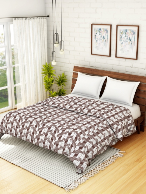 

SPACES Brown Geometric AC Room 235 GSM Double Bed Dohar