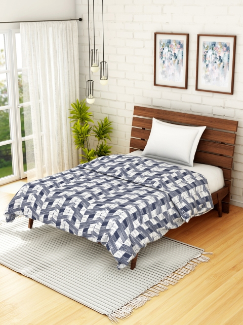 

SPACES Blue Geometric AC Room 235 GSM Single Bed Dohar