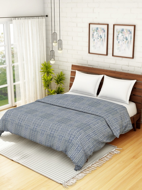 

SPACES Blue Geometric AC Room 235 GSM Double Bed Dohar