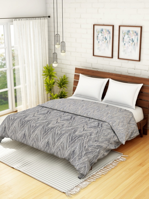 

SPACES Grey Geometric AC Room 235 GSM Double Bed Dohar