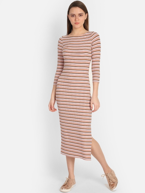 

COVER STORY Women Pink & Black Striped Sheath Dress