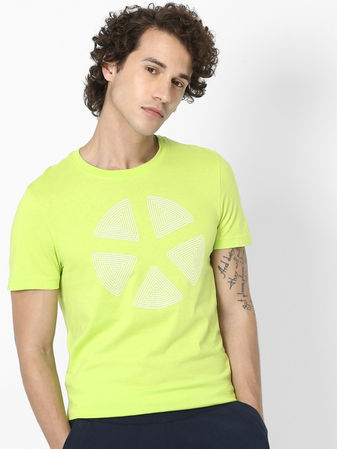 

Celio Men Fluorescent Green Printed Round Neck T-shirt