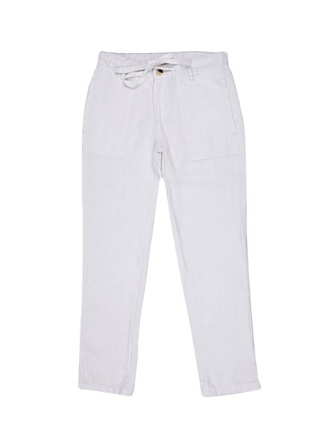 

Blue Giraffe Boys White Regular Fit Solid Regular Trousers