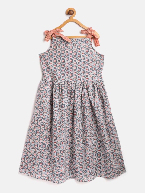 

Biba Girls Blue & Red Pure Cotton Geometric Printed A-Line Dress
