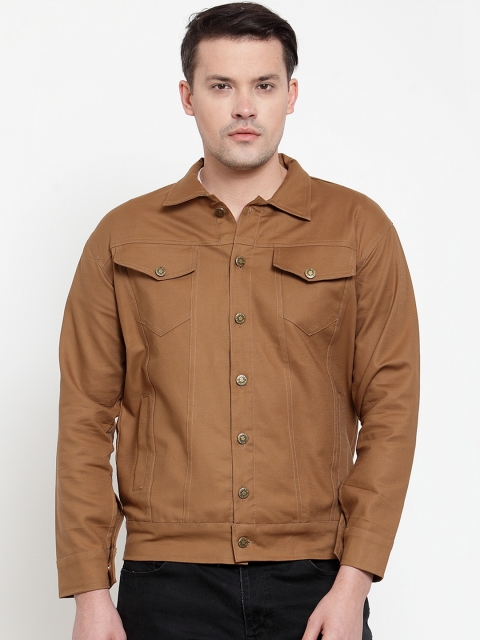 

VOXATI Men Khaki Solid Denim Jacket