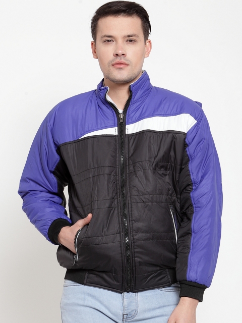 

VOXATI Men Black & Blue Colourblocked Puffer Jacket