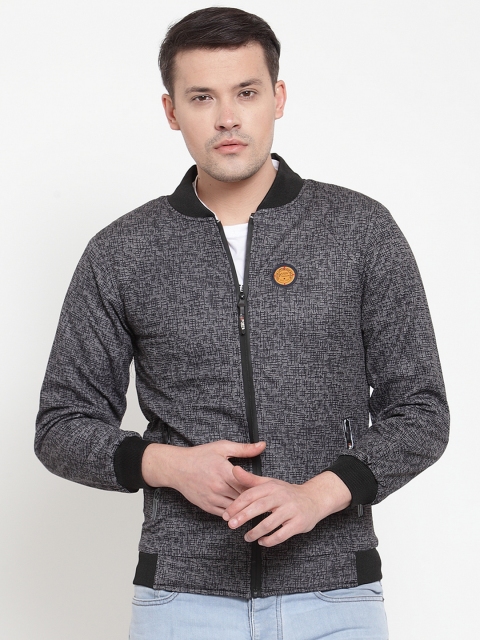 

VOXATI Men Grey & Black Printed Bomber Jacket