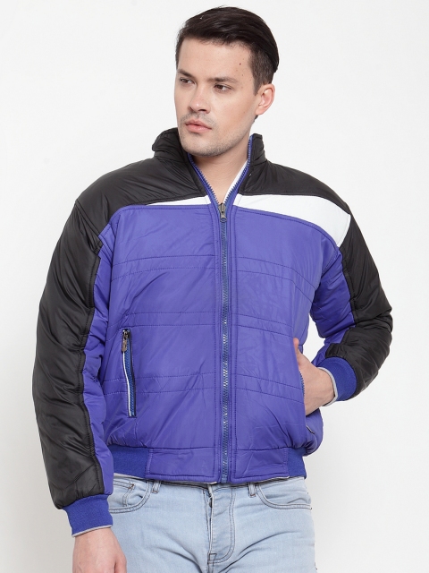 

VOXATI Men Blue & Black Colourblocked Padded Jacket