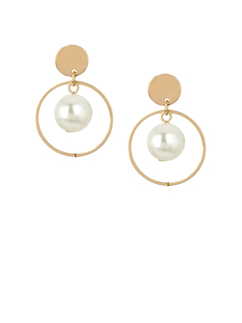 

OOMPH Gold-Plated & White Circular Handcrafted Drop Earrings