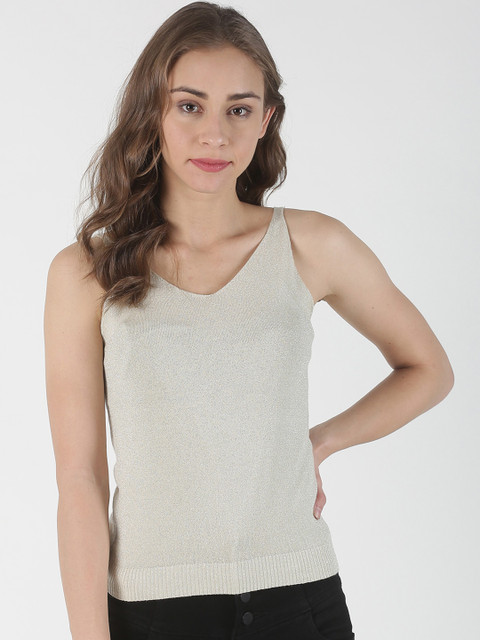 

Blue Saint Women Off-White Solid Tank Top