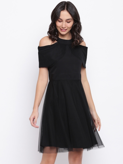 

Shakumbhari Women Black Solid Fit and Flare Dress