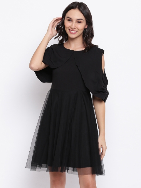 

Shakumbhari Women Black Solid Fit and Flare Dress
